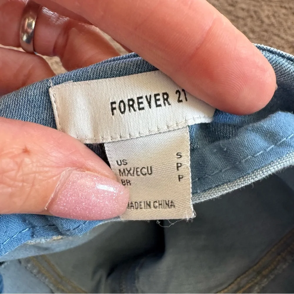 Forever 21 Zip Front Denim Mini Dress Body Con Cotton Stretch S - Picture 6 of 11